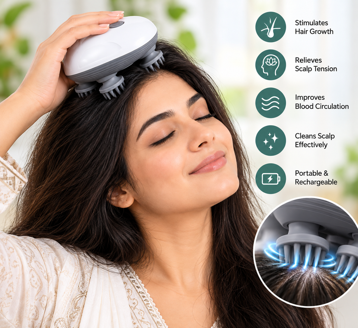 Smart Scalp Massager OSK-701 – Rechargeable Electric Head & Scalp Massager