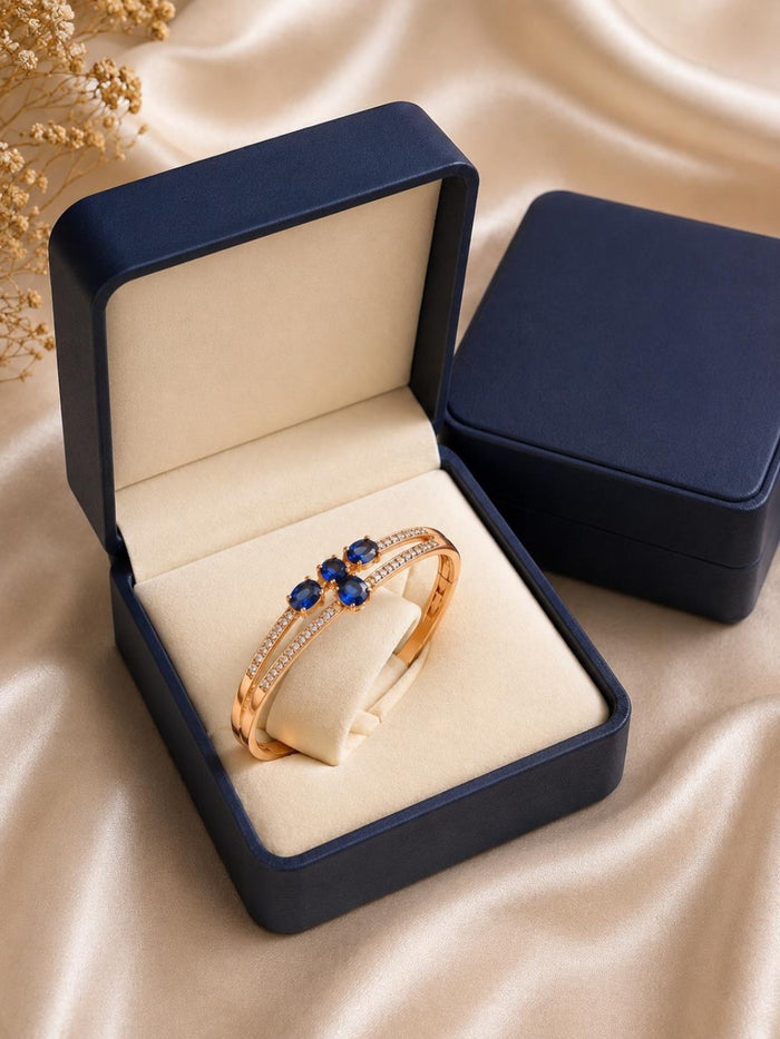 Elegant Rose Gold Blue Gemstone Bracelet