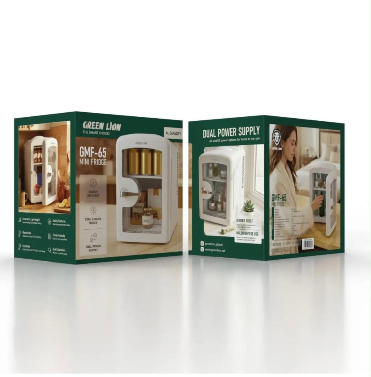Green Lion GMF-65 mini fridge product packaging